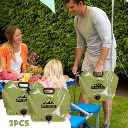 Image of Proberos 2 Pcs 8L Water Storage Bag with Valve & Handle, Collapsible Reusable, BPA Free Food Grade Water Carrier Jug, for Water Container Bag for Travel, Hiking, Desert Survival, Outdoor Adventure