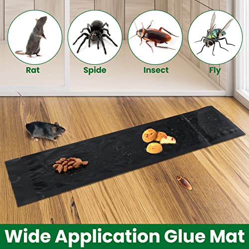 24 Pcs Large Sticky Mouse Trap Mouse Glue Trap Rat Trap Glue Traps Enhanced Stickiness Trapping Pads For Indoor Outdoor Mice Roaches Snake Spiders House Rodent Pest Control, Black White, 47 X 11 Inch #TOP3