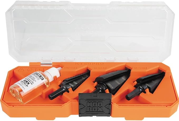 Klein Tools KTSBSPRO Premium 3-Piece Electrician's Step Bit Set with