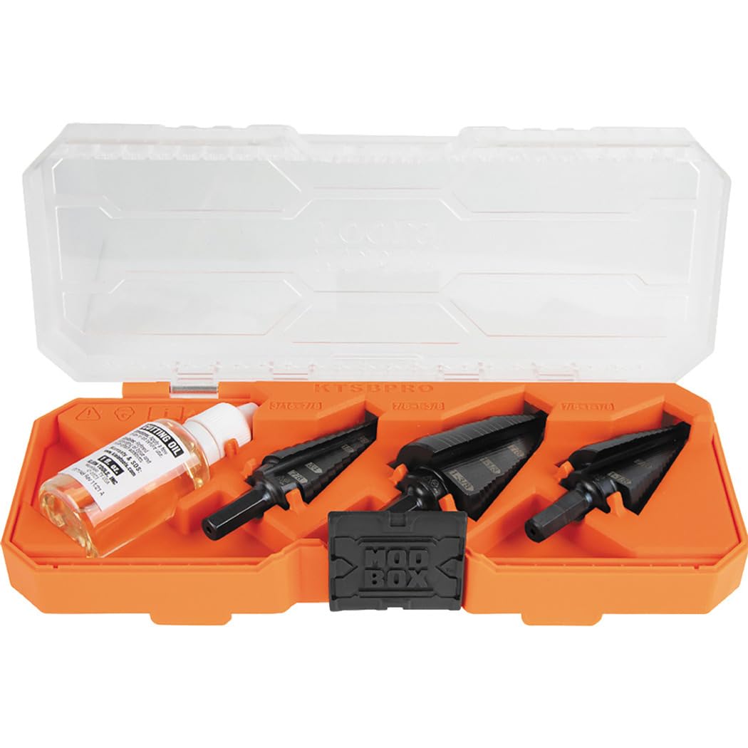 Klein Tools KTSBSPRO Premium 3-Piece Electrician's Step Bit Set