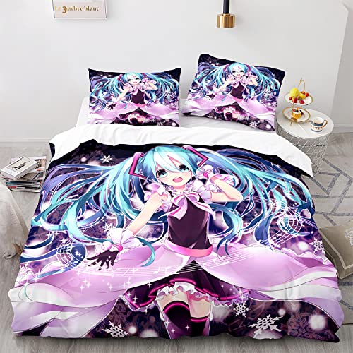 CCBZLY Parure de lit 3D Manga en Microfibre avec 1 Housse de 135x200cm Couette et 2 Taies d'oreiller