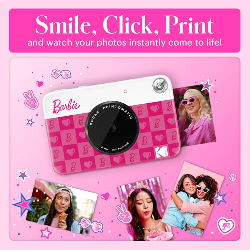 Image of Kodak x Barbie Printomatic Full-Color Instant Print Digital Camera, 5MP Portable Barbie Camera, Zink 2x3 (5.1x7.5 cm) Sticky-Back Photo Paper, Gift for Christmas, Holiday, Birthday, Iconic Style