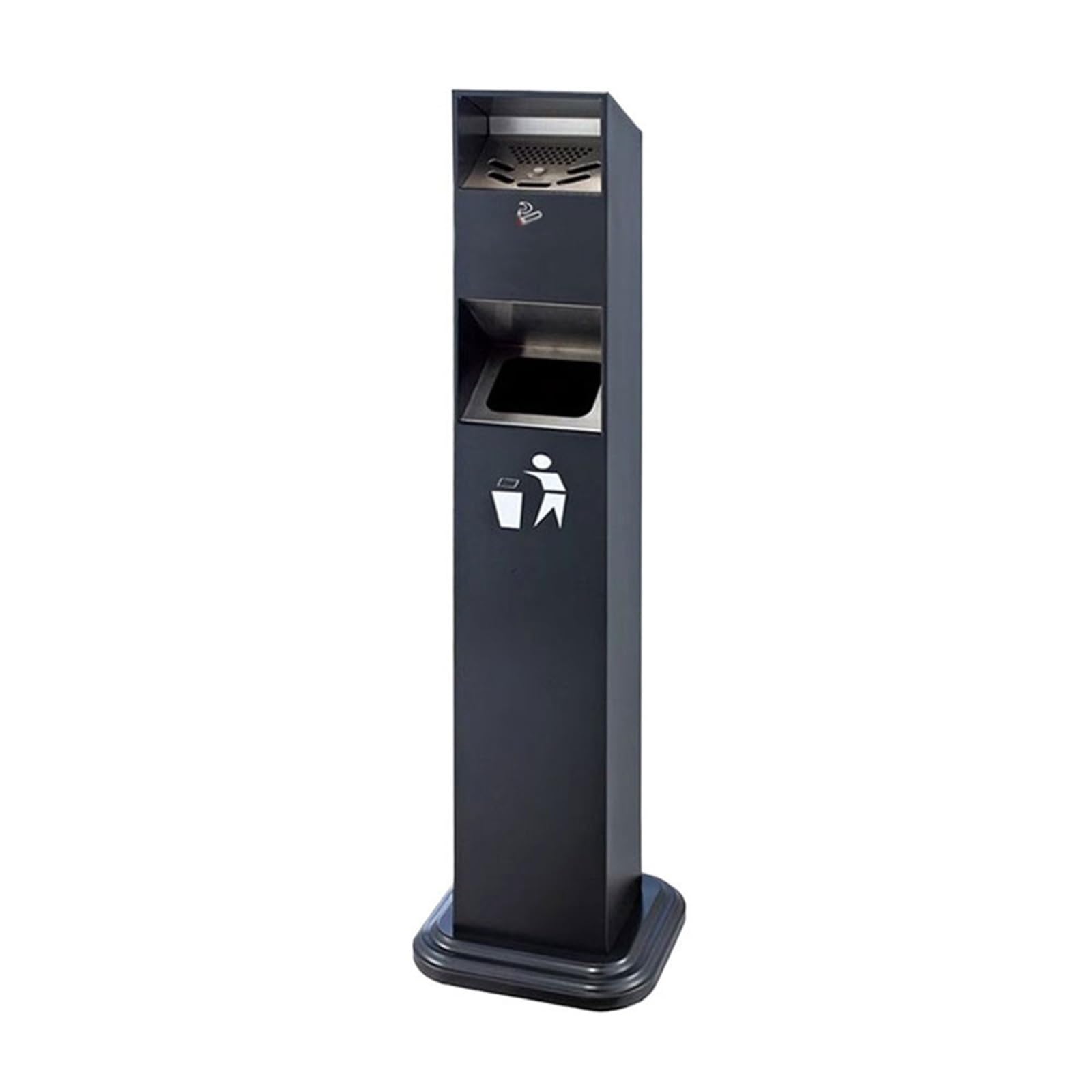 Stand ashtray Iron Baked Ename Standing Trash Can with Ashtray for Hotel Lobby Street Square Pillar