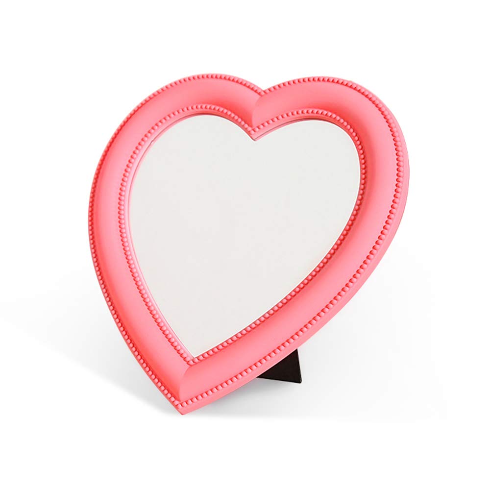 Guppy 11 inch Heart Shape Makeup Mirror Pink Love Wall Hanging Desktop Vanity Mirror with Stand Bedroom Dressing Table Decoration Cosmetic Mirror for Women Girls Pink