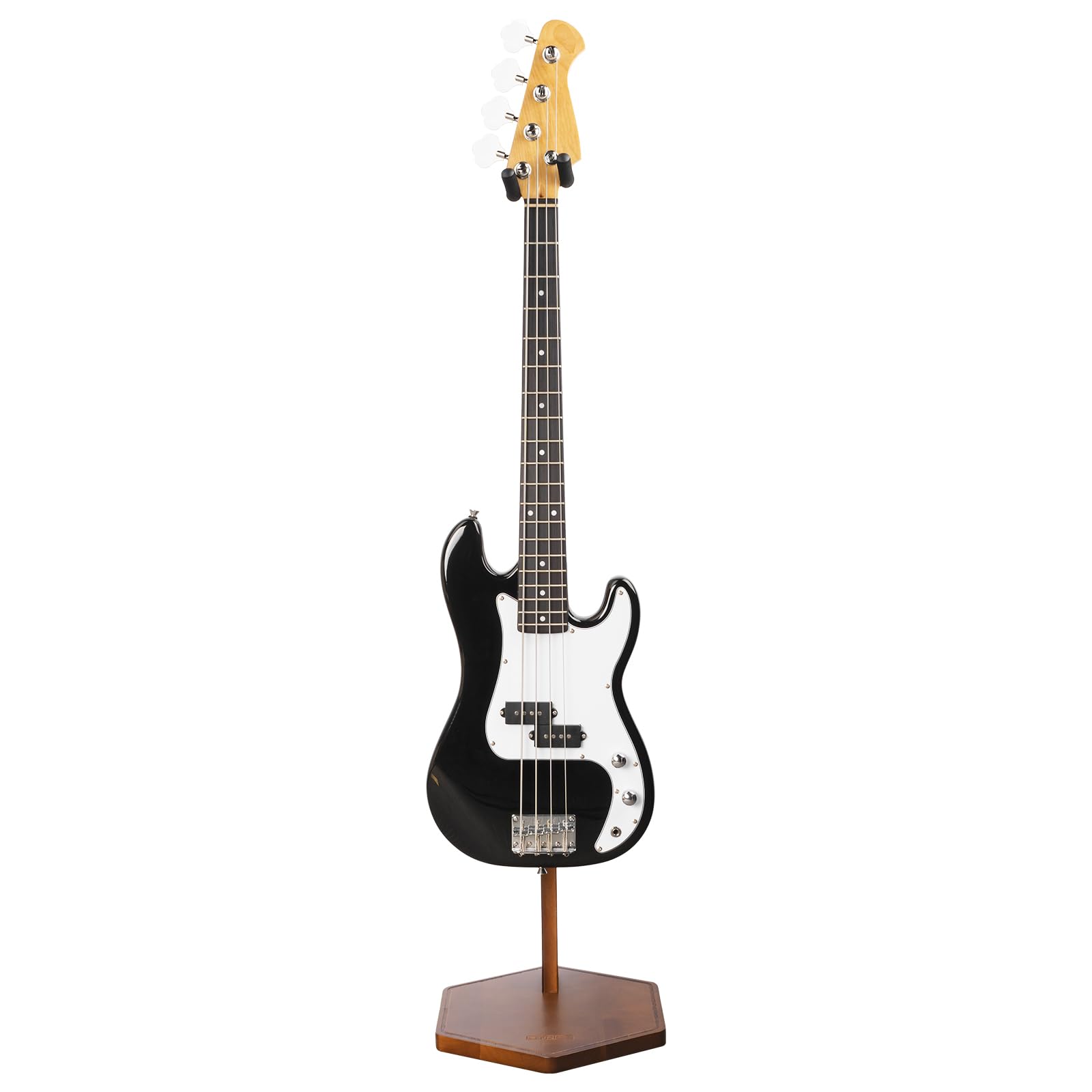 STRICH Soporte para bajo, expositor de guitarra de madera de 112 cm de altura, soporte para guitarra de nogal con gancho para el hogar y el estudio (FH-2, expositor para bajo)