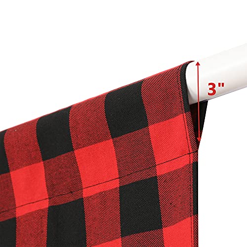 Kaaltisy Cotton Tie Up Shade Window Curtain Buffalo Check Tier Curtains With Rod Pocket For Kitchen Cafe Bathroom Windows, Red Black Grid #TOP4