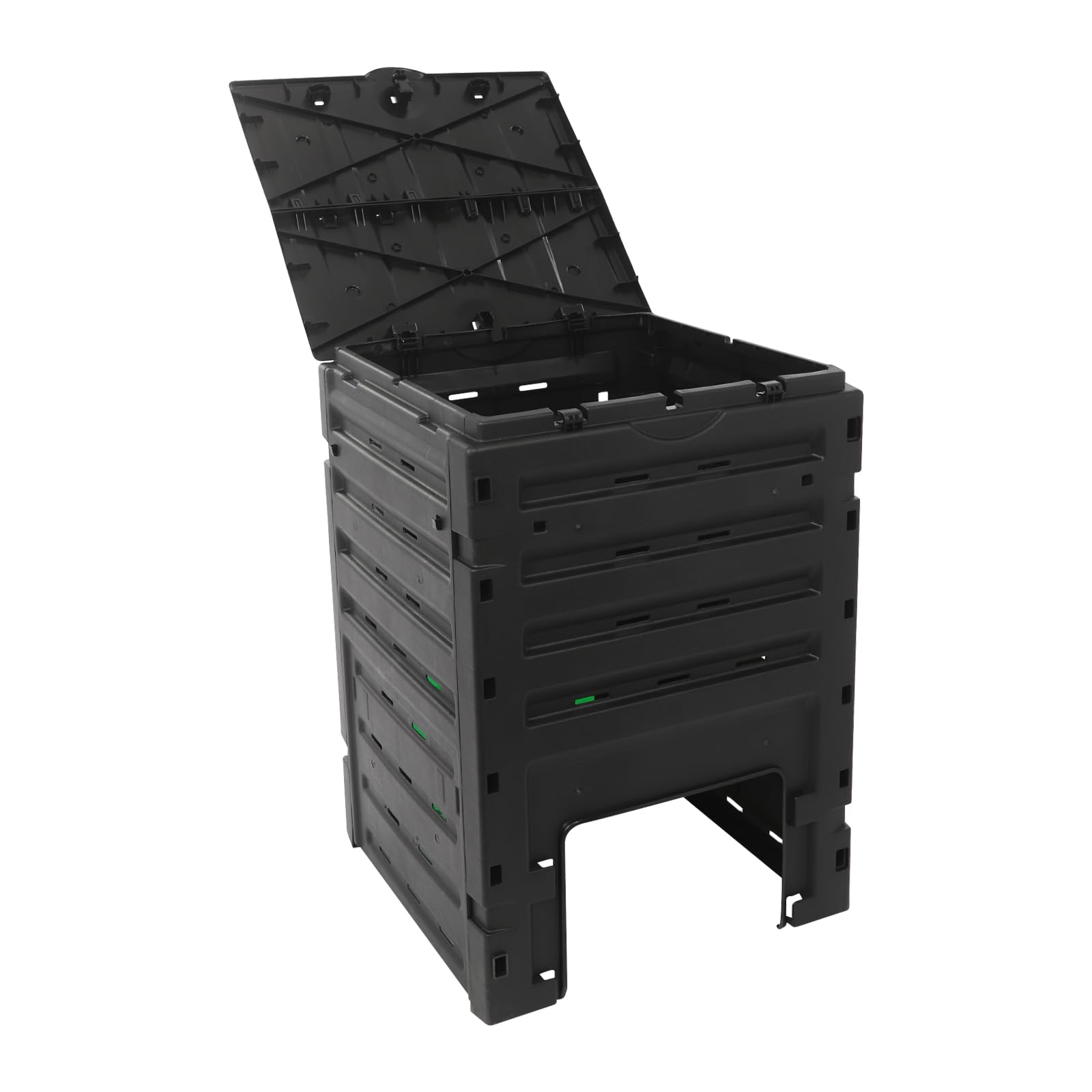 Garden Compost Bin 450L/119 Gallon Outdoor Large Capacity Composter, Fast 2-3 Month Composting, PP Material, Easy Assembly, 71.2x71x103cm, Black & Green — view 6