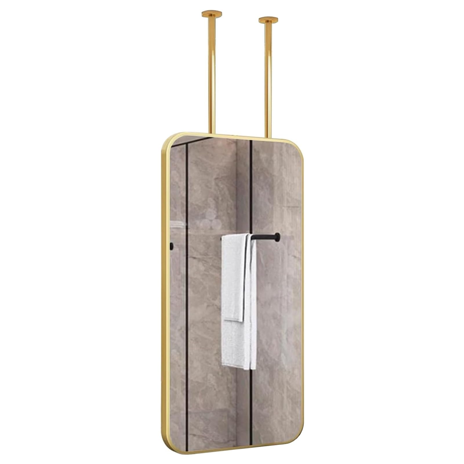 BKSXSOP Rectangular Bathroom Mirror, Wall Mounted Gold Vanity Mirror with Metal Frame HD - Boom can be customizable (Size : 50x70cm)