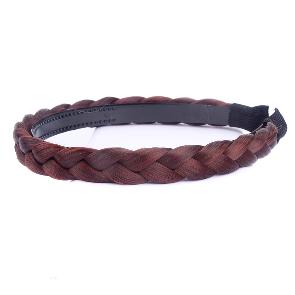 BOBIYA Burgundy Synthetic Hair Plaited Headband Braid Braided With Teeth Hair Band Accessories for Women Girl - Image 3