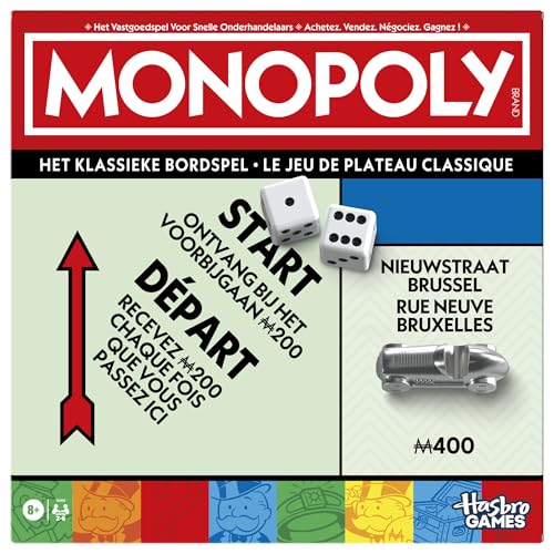 Monopoly, Juego de Mesa con Caja de Almacenamiento y peones de Gran Formato - Versión Español-Holandés