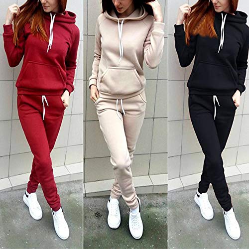 Baifeng Women Pullover Hoodie Suit Sets,Simple