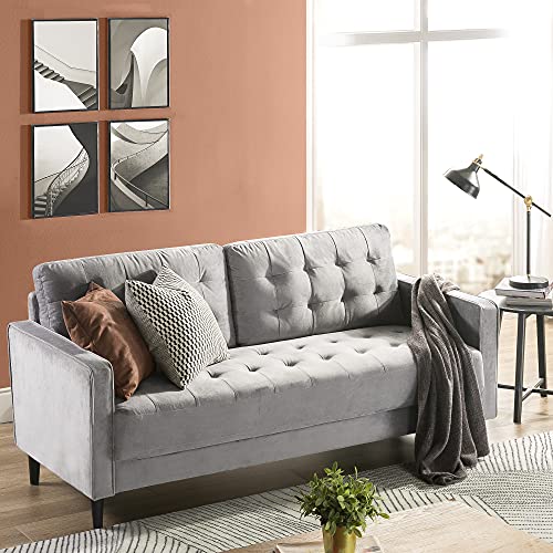 Image of ZINUS Benton Velvet Sofa Couch, Easy, Tool-Free Assembly, Grey Velvet