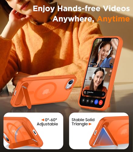 Image of Magnetic Compatible with iPhone 17e Case & iPhone 16e Case,[Built-in Invisible Kickstand][Compatible with MagSafe][Military Grade Shockproof] Slim Translucent Matte Case for iPhone 16e /17e 6.1 inch