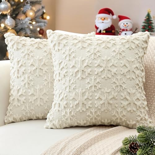 JOTOM 2er Set Weihnachten Kissenbezüge, Plüsch Kurze Wolle Dekorativ...