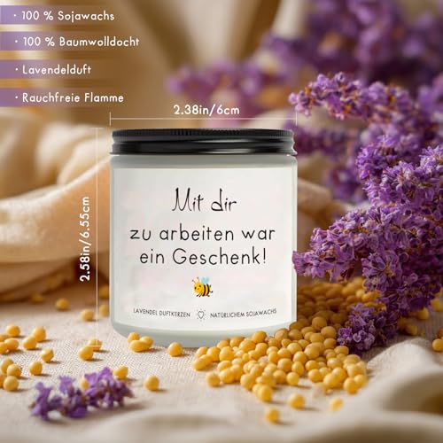Abschiedsgeschenk für Kollegin, Duftkerze mit Spruch, Geschenk für Beste Kollegen zum Geburtstag Weihnachten Jahrestag Ostern Ruhestand Abschied, Danke Geschenke für Kollegen Mitarbeiter Chefin Lehrer