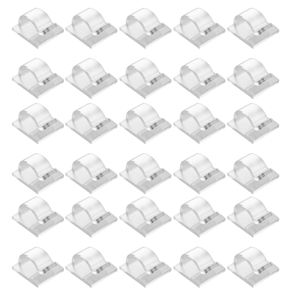 Qyew Transparent 30Pcs Outdoor Light Hook, Sticky Fairy Light Clip, Sticky Cable Manager Bracket, Indoor Light Clip For Hanging Christmas Lights, Wall Cable, String Lights, Decorations (, Small)