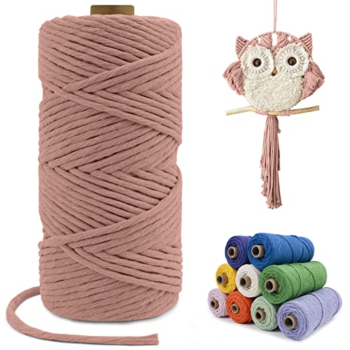 LEREATI Macrame Cord 4mm x100m, Thick Cotton Macrame Rope Yarn, Natural Craft Rope for Plant Hanger Wall Hanging, DIY Crafts