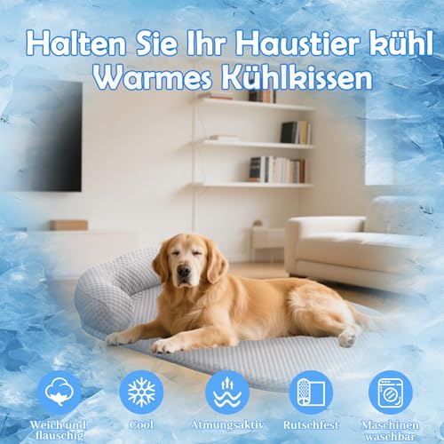 AZVFLY Kühlmatte Hund Selbstkühlende Hundematte Kühldecke: Schlafplätze & Möbel für Hunde Waschbar Hund Kältematte für Drinnen, Draußen und Auto (65 * 50CM-Grau)