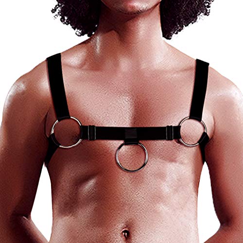 Men's body harness chest strap Punk gothic Stretchy fabric Adjustable size belt Shoulder strap Top2