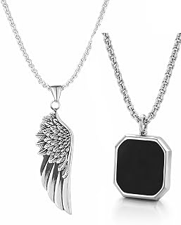 DF Store Anti Tarnish Stainless Steel Angel's Wings Locket Neck Chain for Men | Stylish Pendant Necklace | Jewellery Acces Price In India