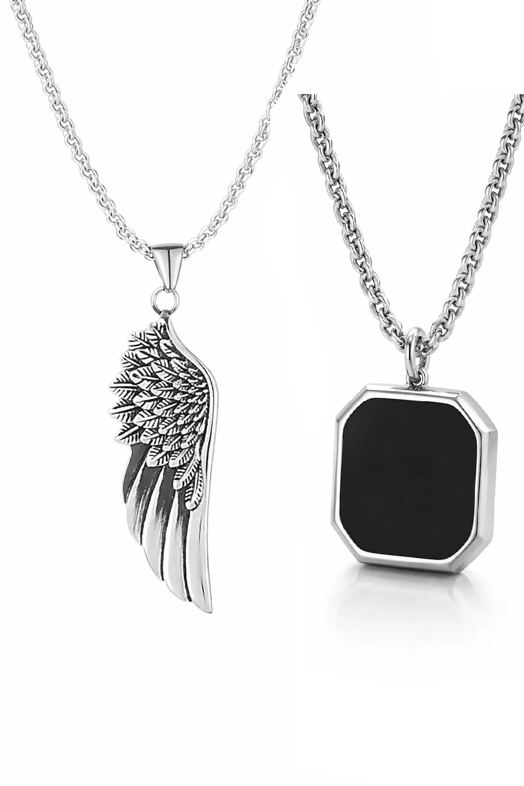 df store Anti Tarnish Stainless Steel Angel's Wings Locket Neck Chain for Men | Stylish Pendant Necklace | Jewellery Accessories for Boys | Locket for man and boys Pack of 2-picture-32
