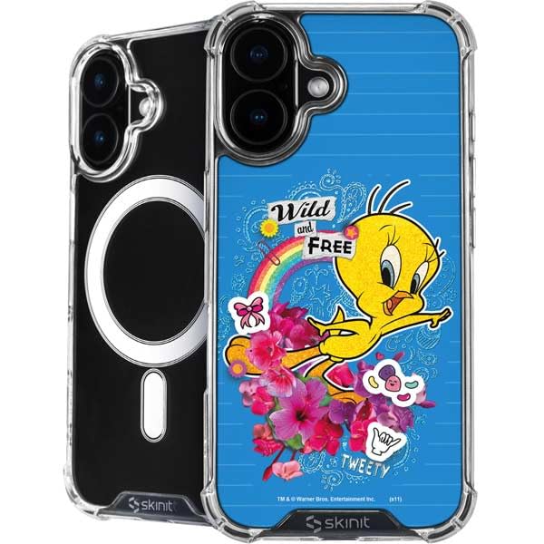 Skinit Phone Case Compatible with MagSafe iPhone 16 - Officially Licensed Looney Tunes Tweety Bird Wild and Free Design