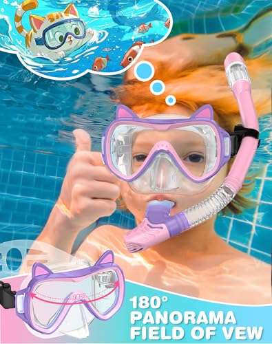 Set de snorkel para niños 2026 Cute Kitten con máscara de snorkel de doble tono y equipo seco miniatura 2