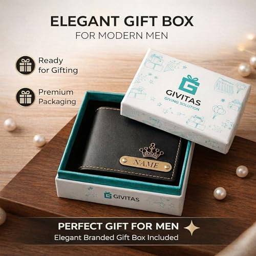 Image of Customized Wallet for Men with Name & Charm (Black) | Personalised Stylish Leather Wallet for Boy | Personalized Unique Gift with Card Slots & Cash Compartment for Boys, Employees