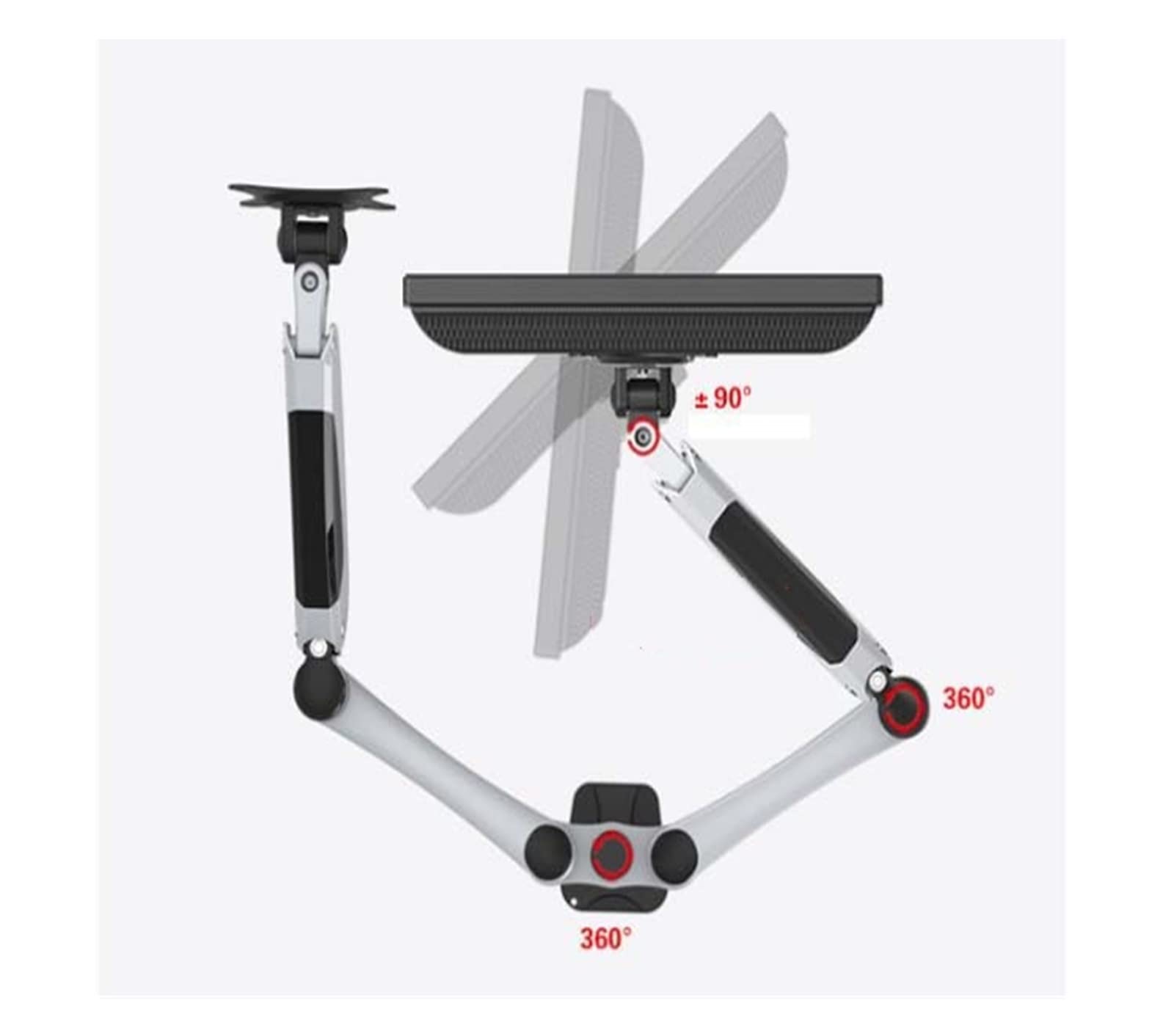 Soporte De Mesa para TV LCD De 10"-27" con Resorte Neumático De Movimiento Completo De 0-8 Kg, Brazo Extensible Doble, Abrazadera Y Base De Abrazadera De 400 Mm.,Grommet Base