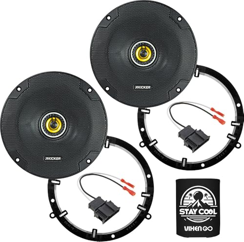 KICKER Speakers 6.5 inch for Volkswagen Jetta 2011-2023 Upgrade Kit - Pair of CS Series with Adapters and Harness, Coaxial 6 1/2 Car Audio Front or Rear Door Speaker for VW CSC654, 46CSC654