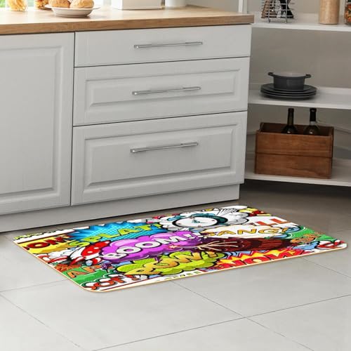 Alfombra de cocina absorbente y antideslizante lavable con diseño de cohete 2 piezas 7