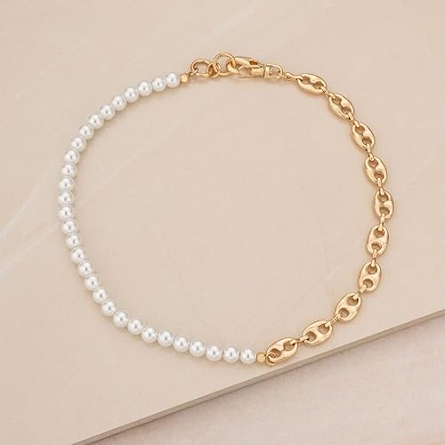 Miniatura 3 de Ettika Collar de oro para mujer, collar de perlas, cadena chapada en oro de 18 quilates. Collar de eslabones para regalo de cumpleaños para mujer,