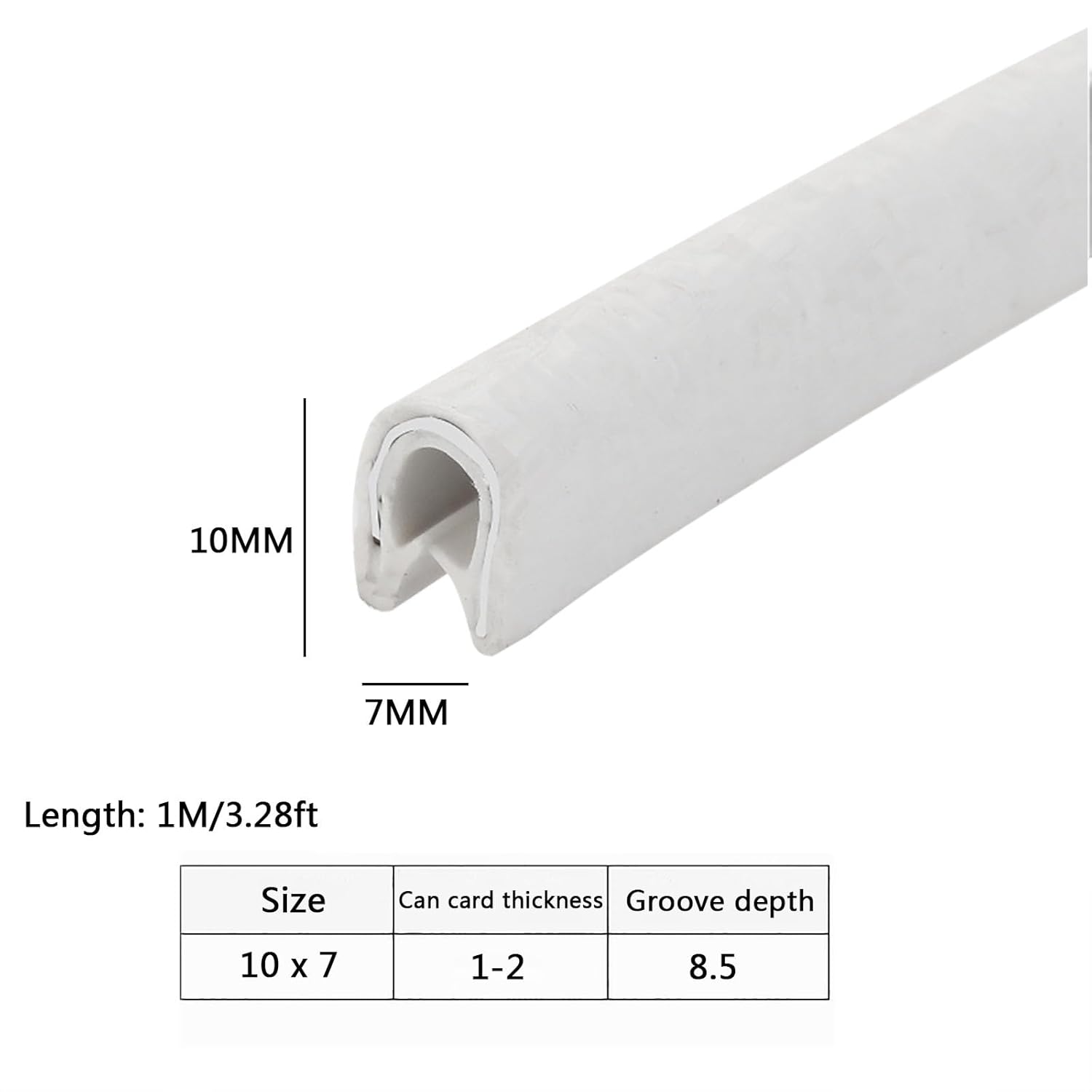 Draught excluder Tape U Shaped Rubber Seals 1M Flexible with Metal Fit Gap for Windows, Doors, Vehicles and Industrial Applications/Grey/13.0Mm * 7Mm(White,10Mm*7Mm)