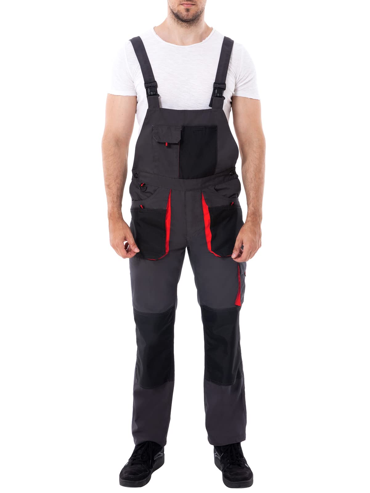 WORK IDEAMen's Bib Overalls Work Overalls with Knee Pad Pockets