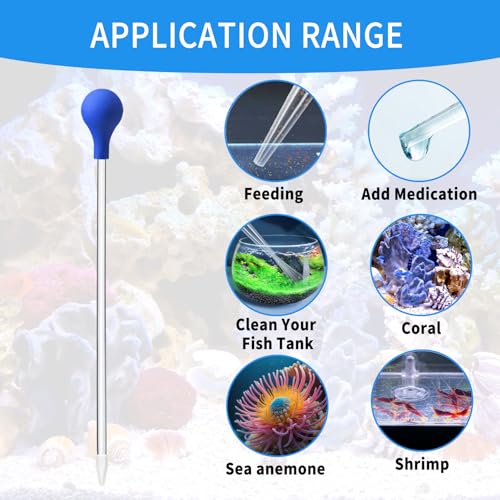 Image of 1 Pc 18.5 in Long Pipette with 2 Pc Stainless Steel Feeding Long Tweezers for Fish Tank Coral Food Feeder Long Syringe Aquarium Coral Feeding Tube for Marine Fish Reef Aquatic Plant