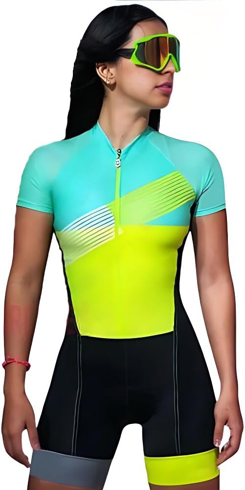 Women's Triathlon Suit One-Piece Cycling Suit short Sleeve Women's Cycling Jersey Skinsuit Jumpsuit Cycling GRAY XS-3XL