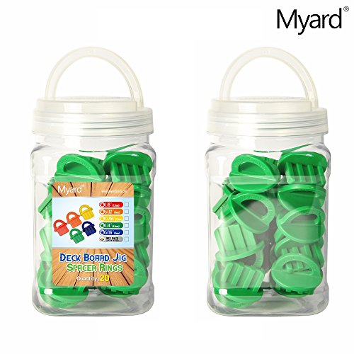Myard Djs6.4 1/4 Inches Deck Board Jig Spacer Rings For Pressure Treated, Composite, Pvc, Plank, Hardwood Decking Tool (Green, 20-Pack) #TOP4