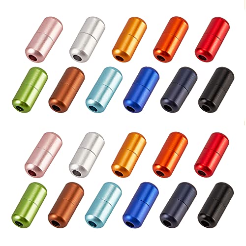 PandaHall 22 Juegos de 11 Colores Cordones de Zapatos Cierre con Hebilla Metal Conector para Cordones Cápsula de Aluminio para Adultos Zapatos de Gimnasia reparación Zapatos Senderismo Zapatos Mesa