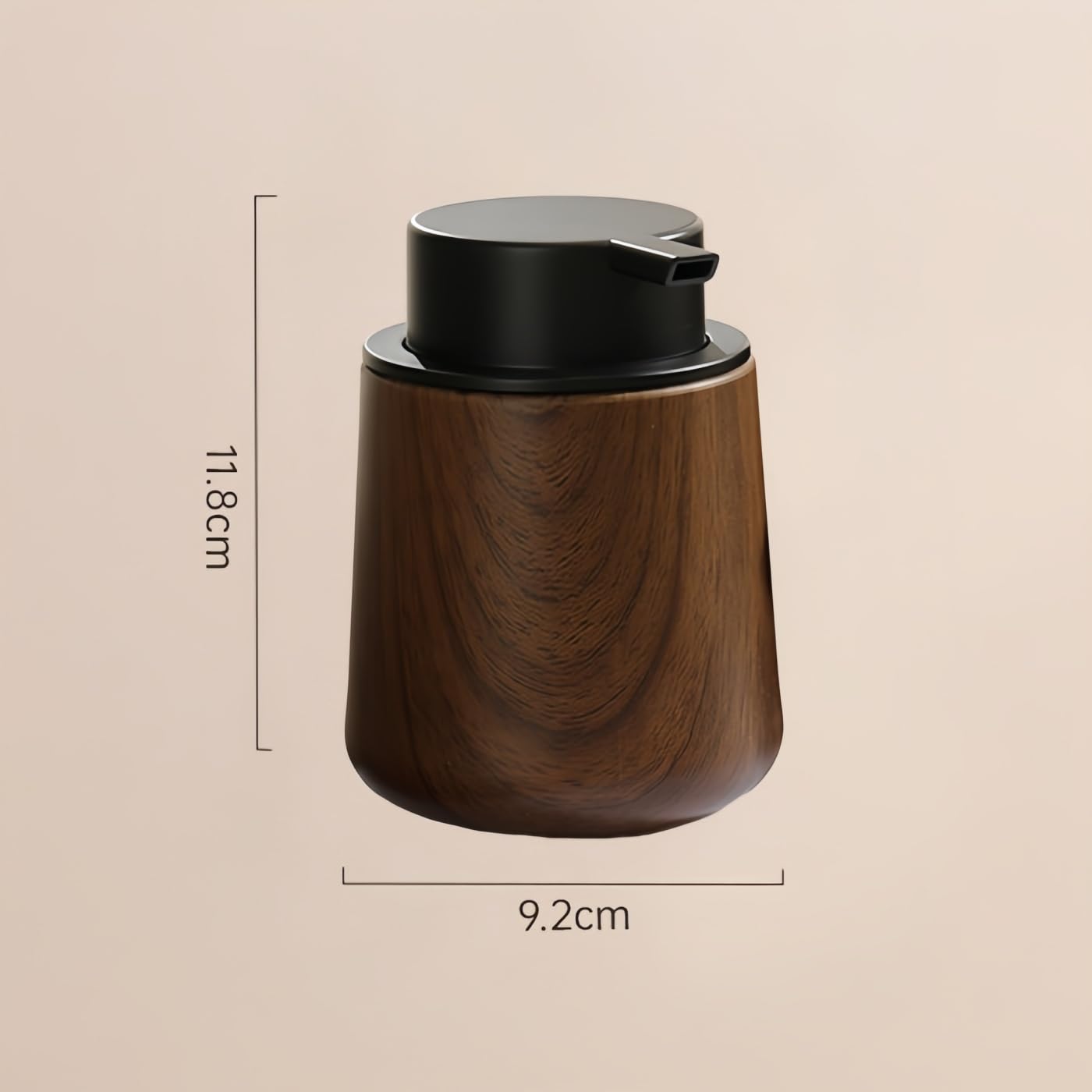 Dozownik mydła w piance, wygląd drewna, 300 ml, do wielokrotnego napełniania, do łazienki i kuchni, butelka z pianki, mydło, szampon, żel pod prysznic, płyn do mycia naczyń, antypoślizgowy (4