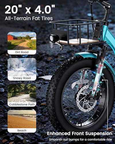 Image of MOONCOOL Electric Tricycle for Adults, 20 inch x 4 inch Fat Tire Electric Trike, 48V 500W 3 Wheel Electric Bike, 7 Speed E Trikes for Adults with Removable Battery, Aluminum Frame & Large Basket