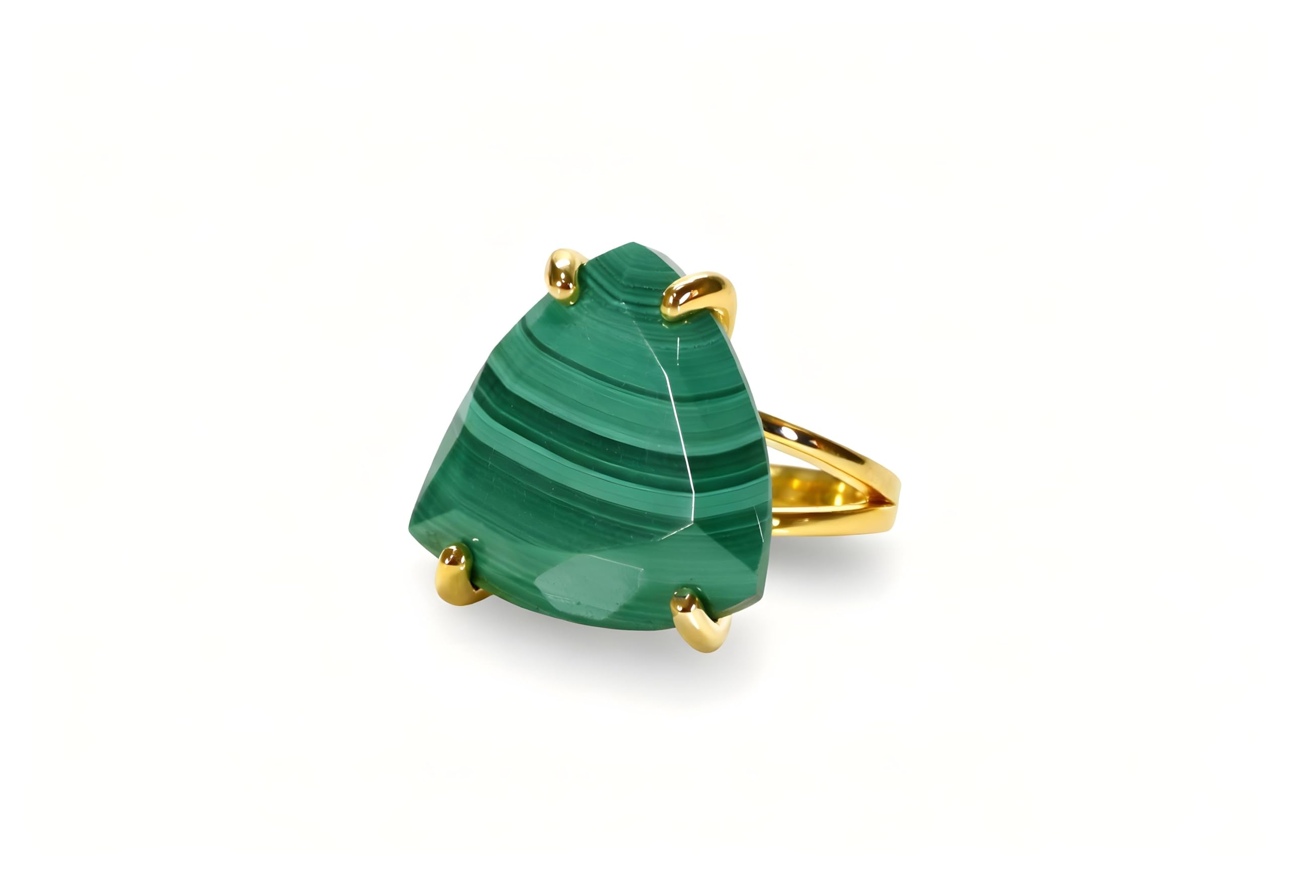 Reich Grün Malachit Ring im 14k Rose Gold - Vibrierende Trillion Ring - Luxuriöse Stein Ringe für Frauen - Handgemachter Schmuck und Geschenke - Phantasie Kasten Inklusive