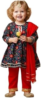 A.T.U.N. (ALL THINGS UBER NICE) Girls 100% Cotton Printed Kurti Pant with Dupatta Set | Flared Ethnic Kurta Straight Botto... Price In India