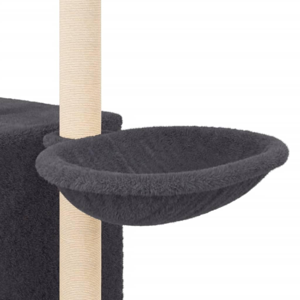 Homgoday Tiragraffi per gatti con tiragraffi in sisal, grigio scuro, 145 cm, torre tiragraffi multilivello con scala e condomini, centro attività per gatti da interno