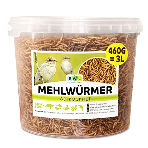 Mehlwürmer getrocknet 3 ltr. Premium Insektensnack Vögel, Fische, Schildkröten, Nager, Igel, Reptilien, Vogelfutter…