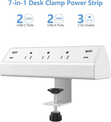 Miniatura 2 de Jgstkcity Abrazadera de escritorio USB C, estación de carga rápida de 40 W, cargador de 2 PD de 20 W, tira de alimentación de montaje en borde de