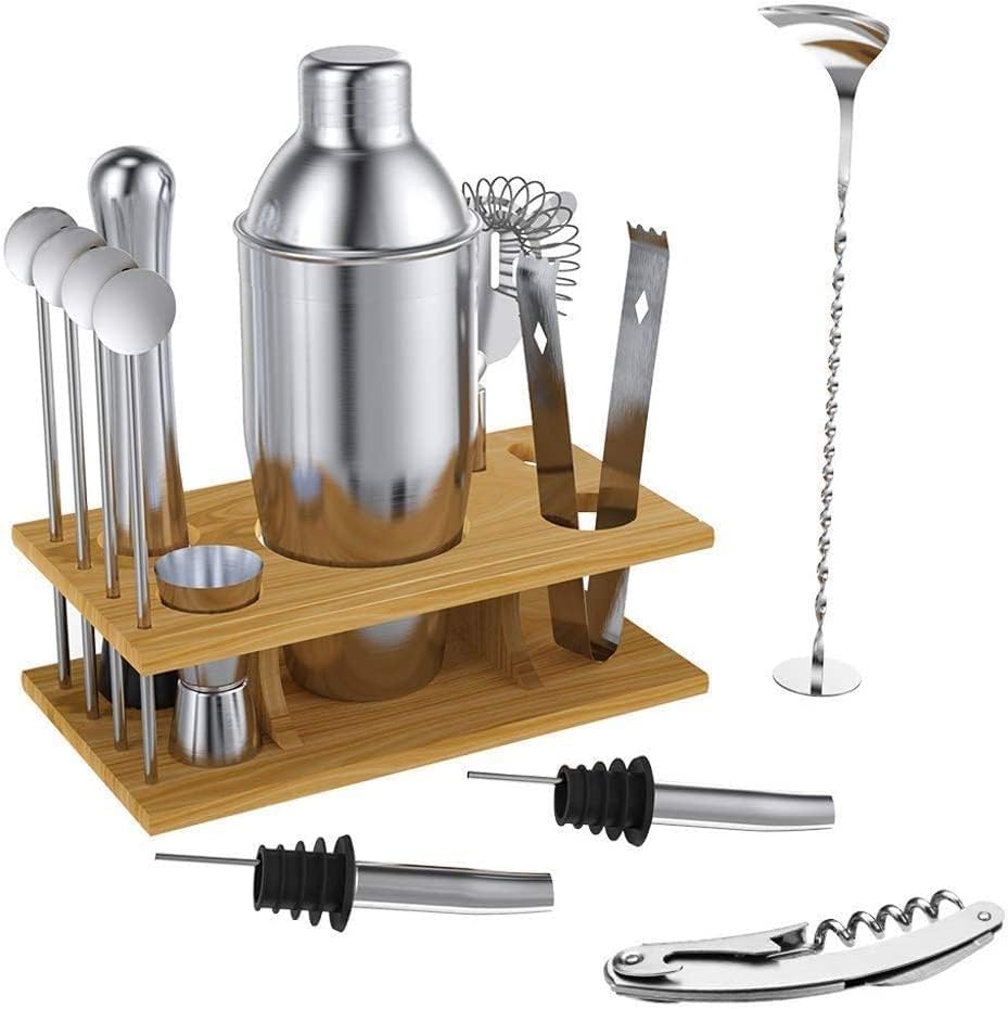 Miniatura 1 de DULASP Juego de barras de coctelera de 14 piezas de acero inoxidable kit de barman de acero inoxidable mezclador de bebidas barman browserKit juego