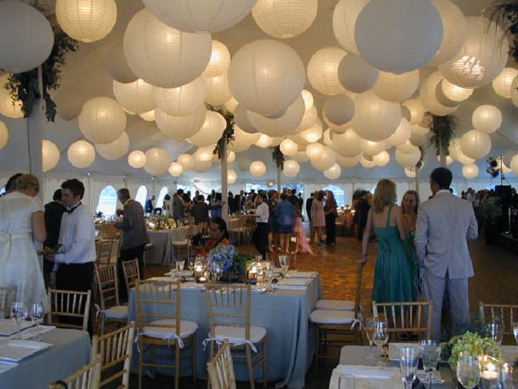 5 x Lampion B1 Schwer Entflammbar Weiß 60 cm - Große Papierlaternen aus Papier Laternen Set für Party Deko Hochzeit Geburtstag Rund Dekoration zum Aufhängen
