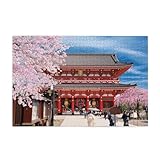 ジグソーパズル 1000ピース 浅草寺の春 桜 木製 初心者向け 裏面ガイド付き 趣味用 インテリア ディスプレイ 誕生日 クリスマス バレンタインデー ギフト 50×75cm
