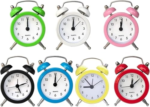 Image of Vintage Inspired Mini Table Alarm Clock, Old Retro Style Digital Alarm Clock, Small Table Clock for Home, Kitchen, Office and Decor (White)