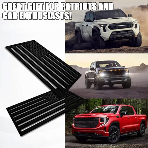 Image of 2 PCS 3D Embossed Metal American Flag Emblem Decal Sticker, 5 inch x 3 inch Acrylic Cutout American Car Military Patriotic Badge, Car Exterior Decorative Accessories Suitable for Most Vehicle